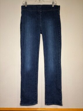 NYDJ stretch pull on denim jeans slimming panel lift/tuck straight leg 8